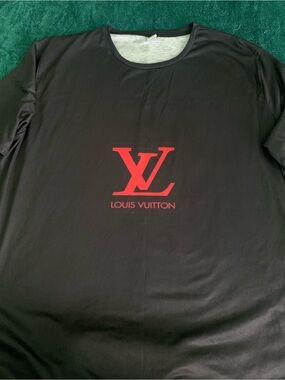 Louis Vuitton Men’s Black Long Sleeve Tee with Red LV Logo. 3 or 4x.